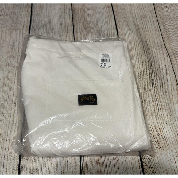 VTG Stan Ray MAB Carpenter Pants White Canvas Painter Workwear USA 40 x 30 GTbA2